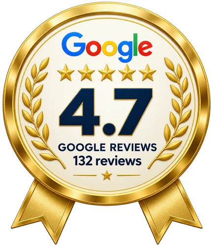 Google Reviews badge: 4.7 out of 5 from 135 reviews