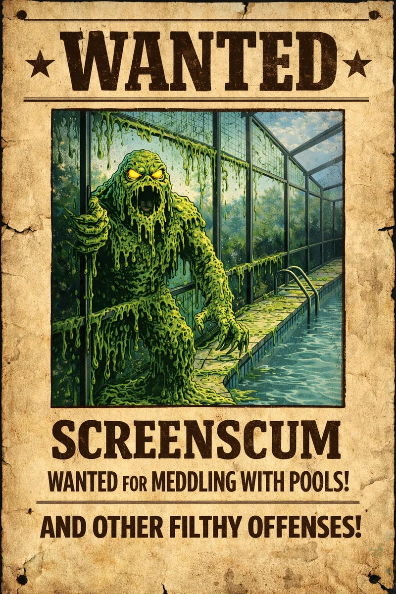 Fictional wanted poster for the cartoon villain Screenscum